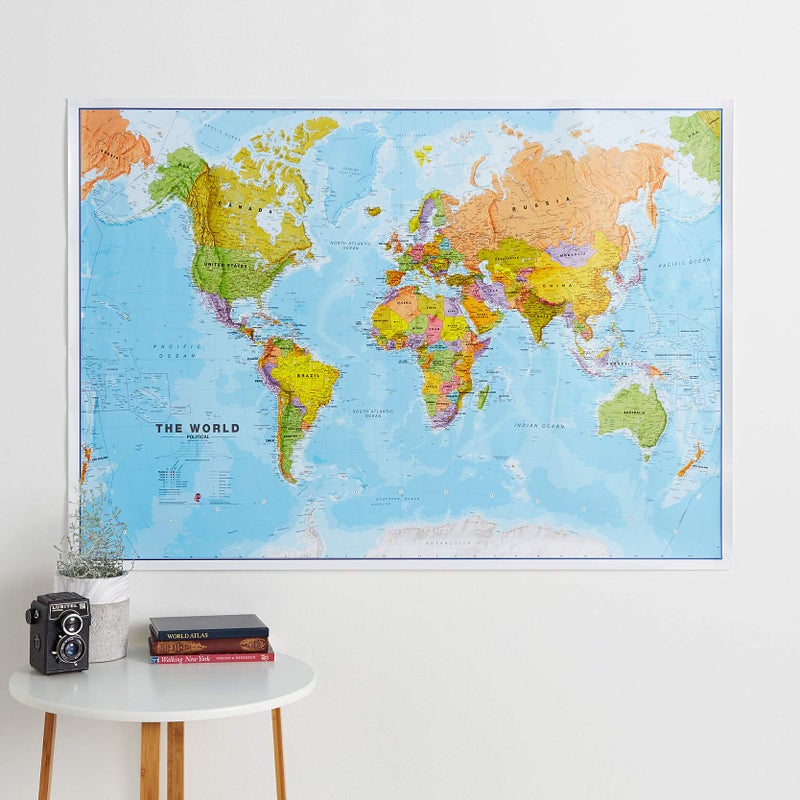 Maps International خريطة العالم الدولية - ملصق خريطة العالم - تغليف أمامي - 47 × 33 - محدث 2025 - Image 2